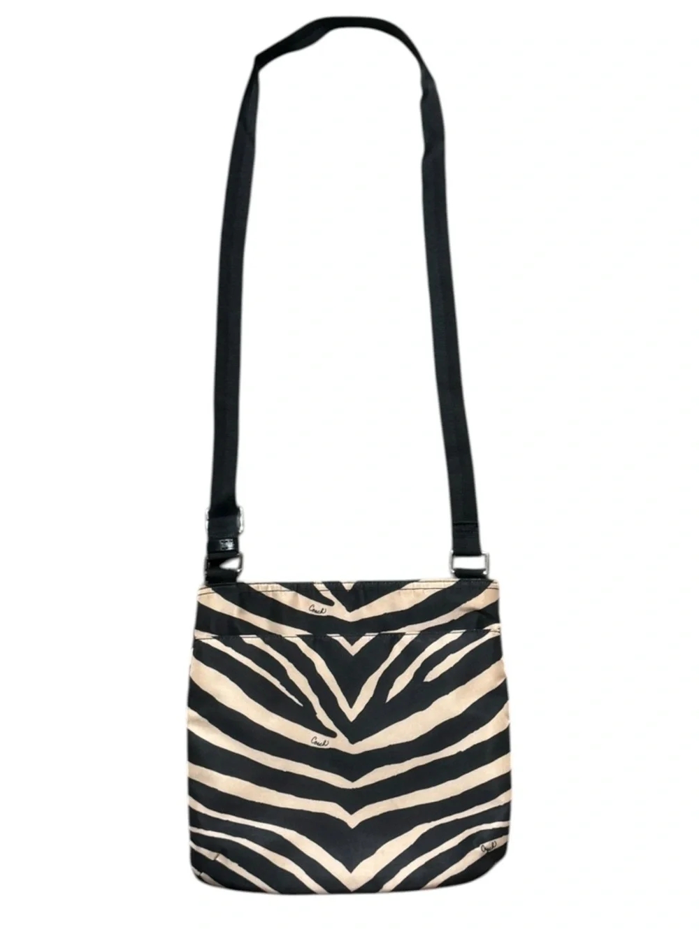 Coach Black and Cream Zebra-Pattern Crossbody Bag